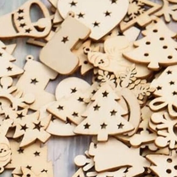 300 Piece Mini Unfinished Wood Christmas Decorations BRAND NEW SEALED. - Picture 3 of 10